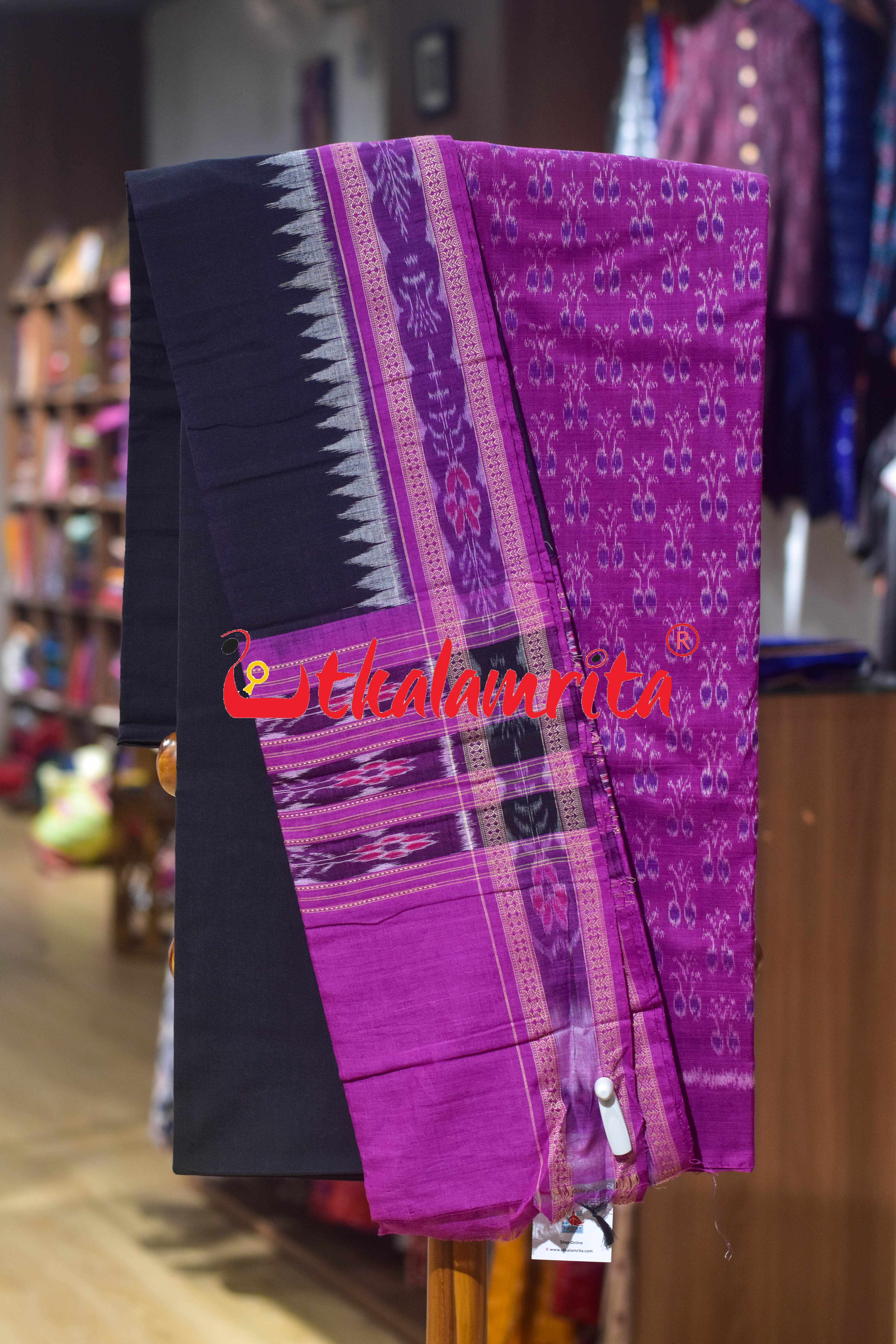 Purple Flower Sambalpuri Cotton Dress Set