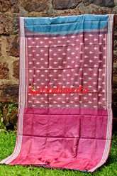 Cobalt Blue Flower Petals Tussar Saree