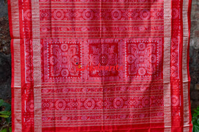 Prussian Blue Tribals Sambalpuri Silk Saree