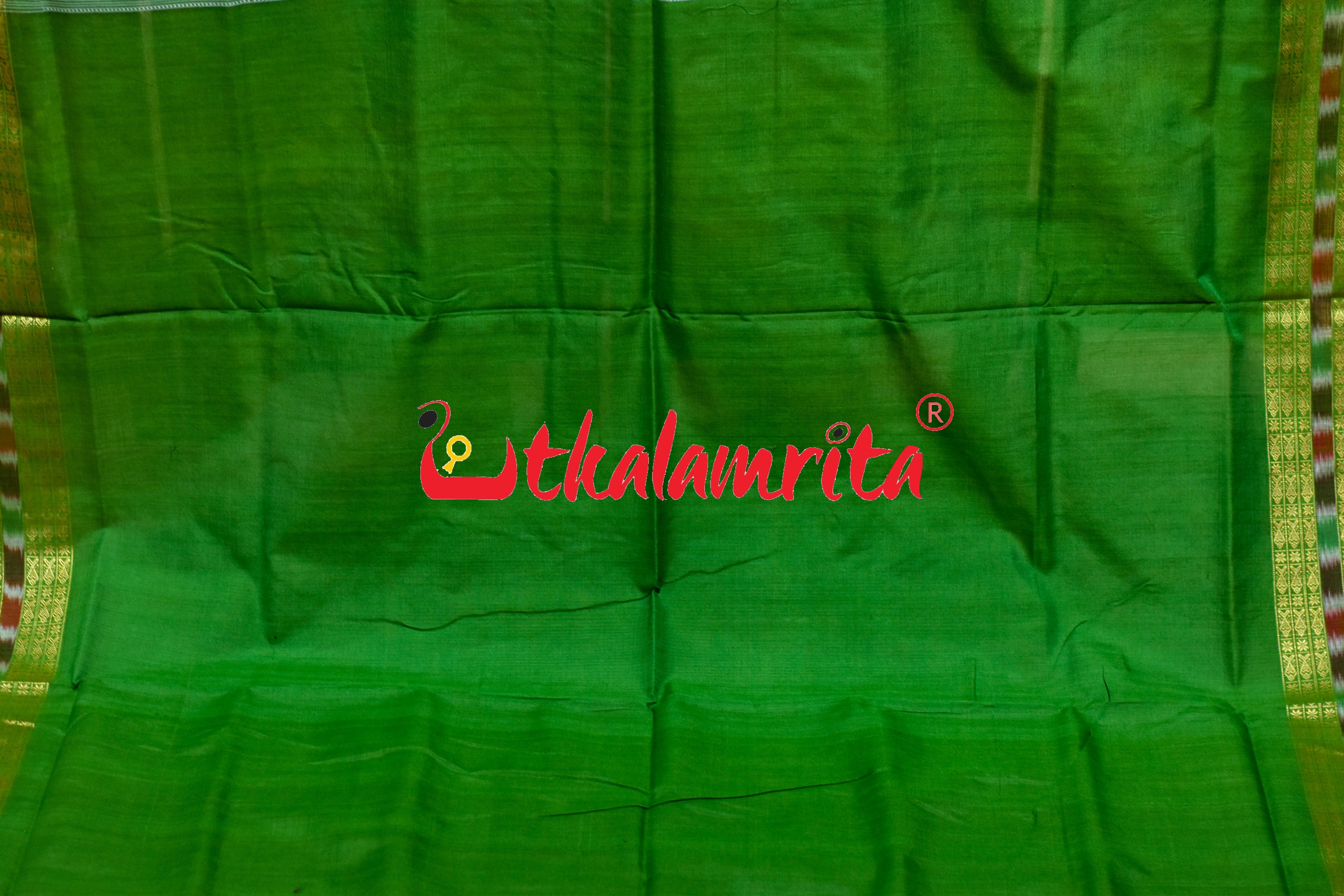 Red Green Hirakud Dam Theme Sambalpuri Cotton Saree