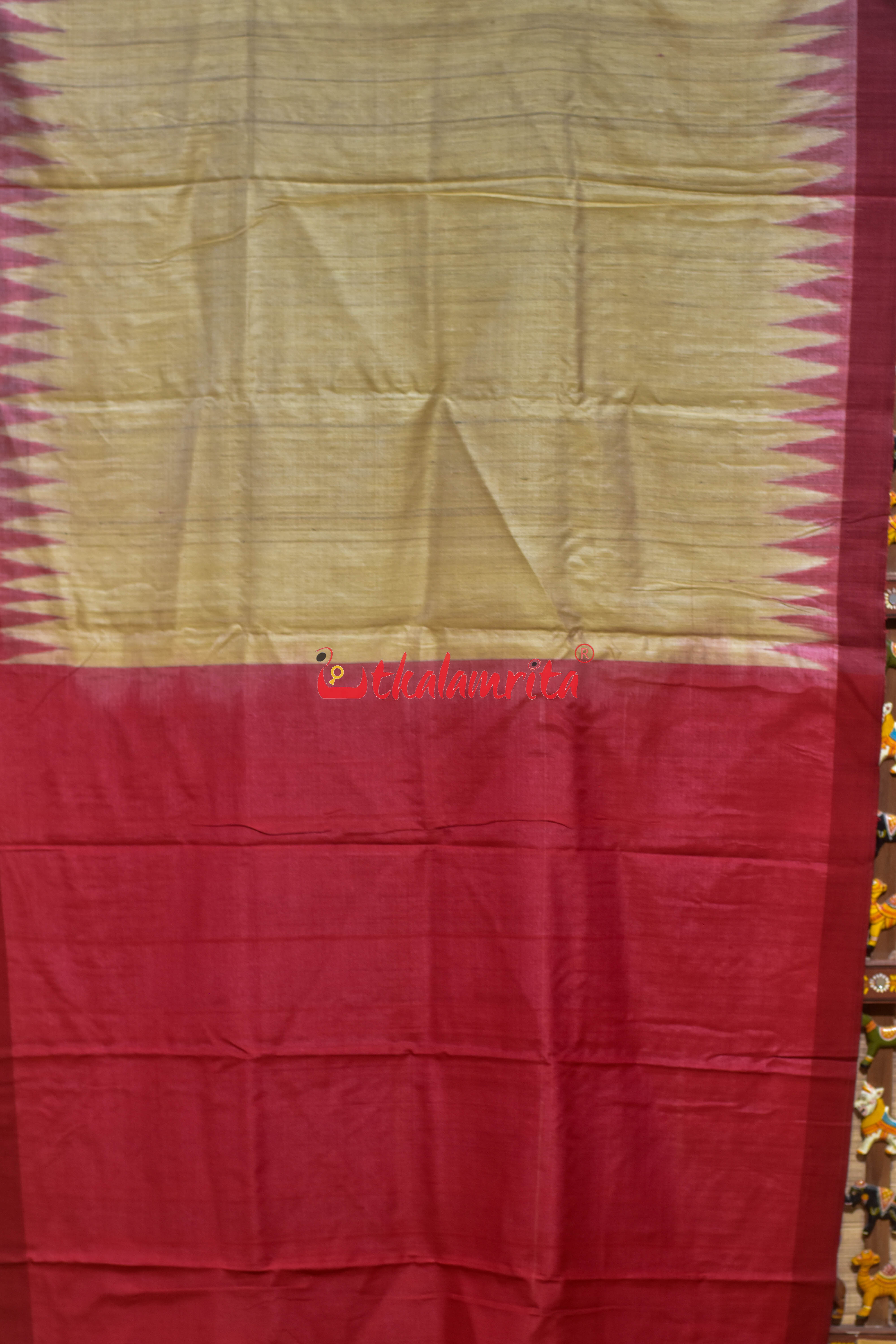 Red Kumbha Ghee Gopalpur Tussar Silk Saree
