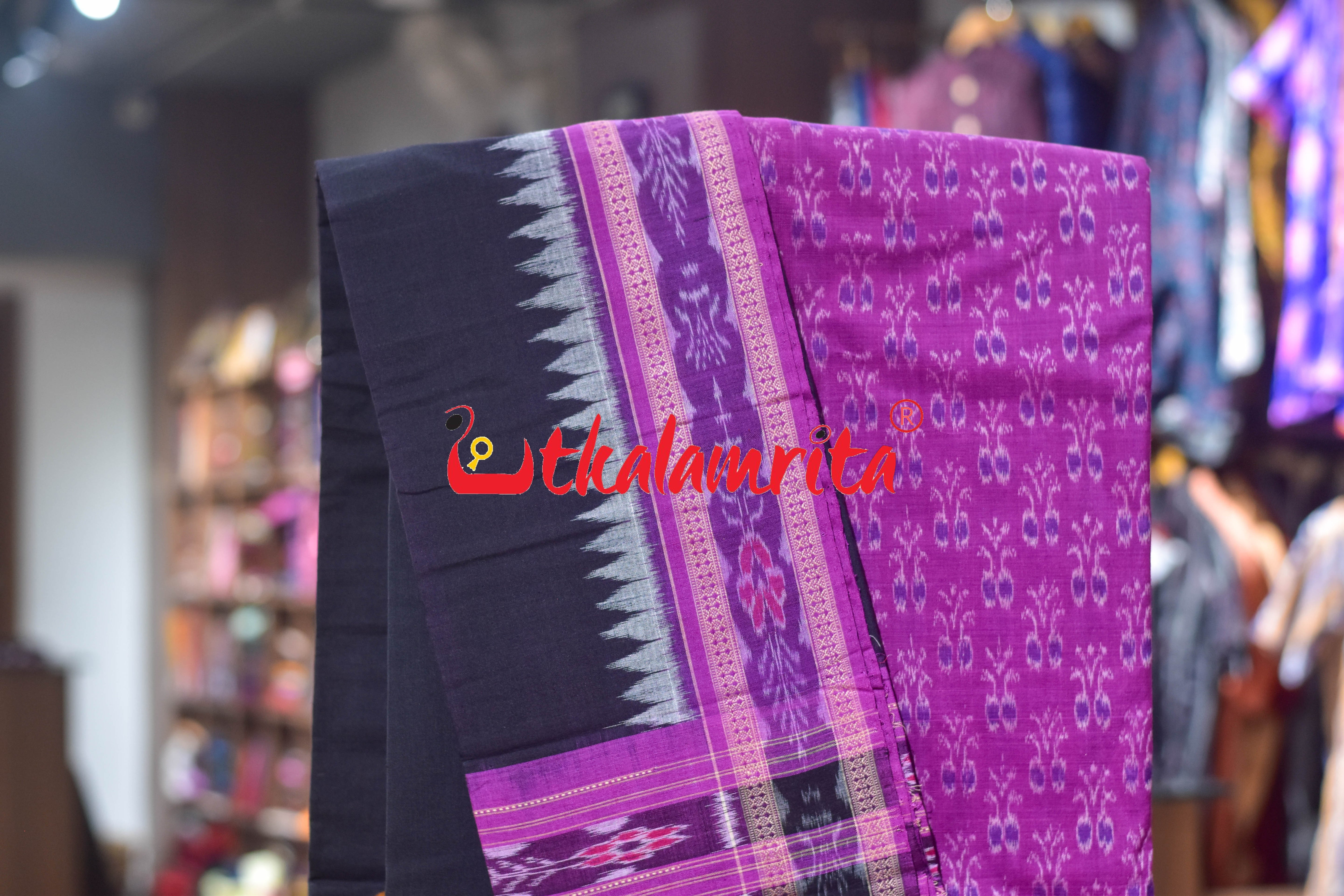 Purple Flower Sambalpuri Cotton Dress Set