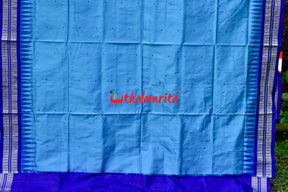 Blue Plain Kumbha With Rudraksha Sambalpuri Silk