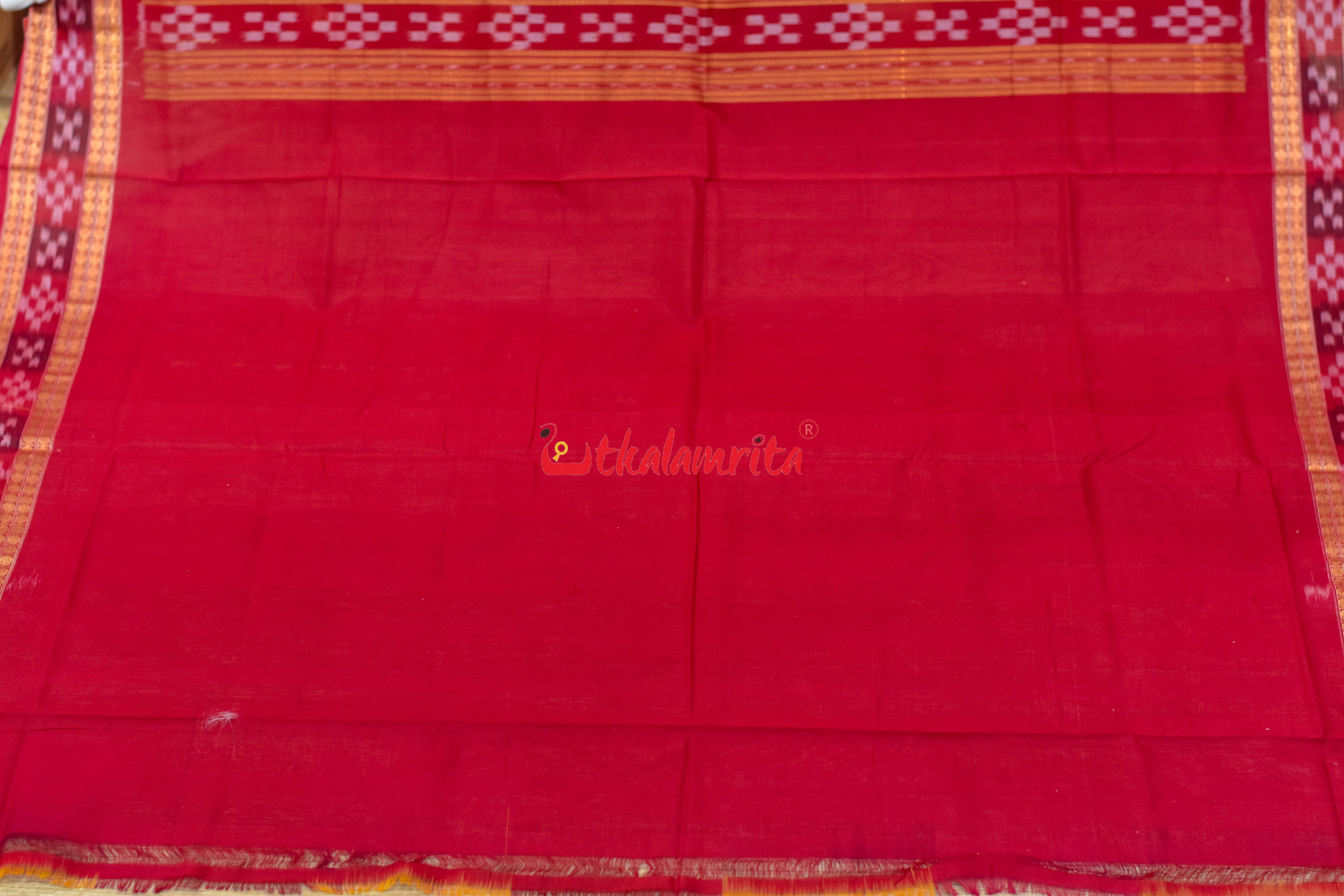 Black Red Konark Peri Peri Sambalpuri Cotton Saree