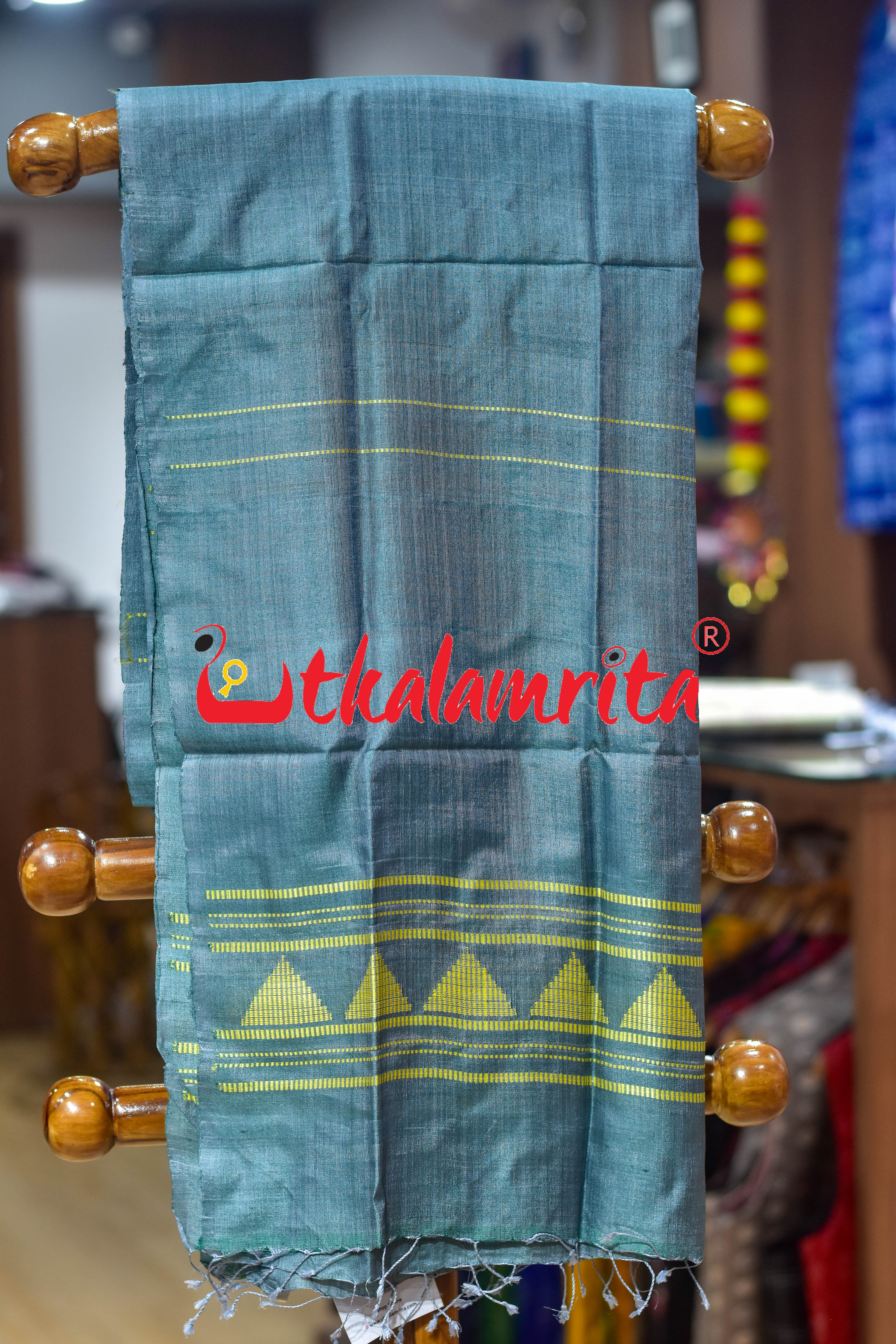 Sea Green Yellow Dongria Tussar Silk (Stole)