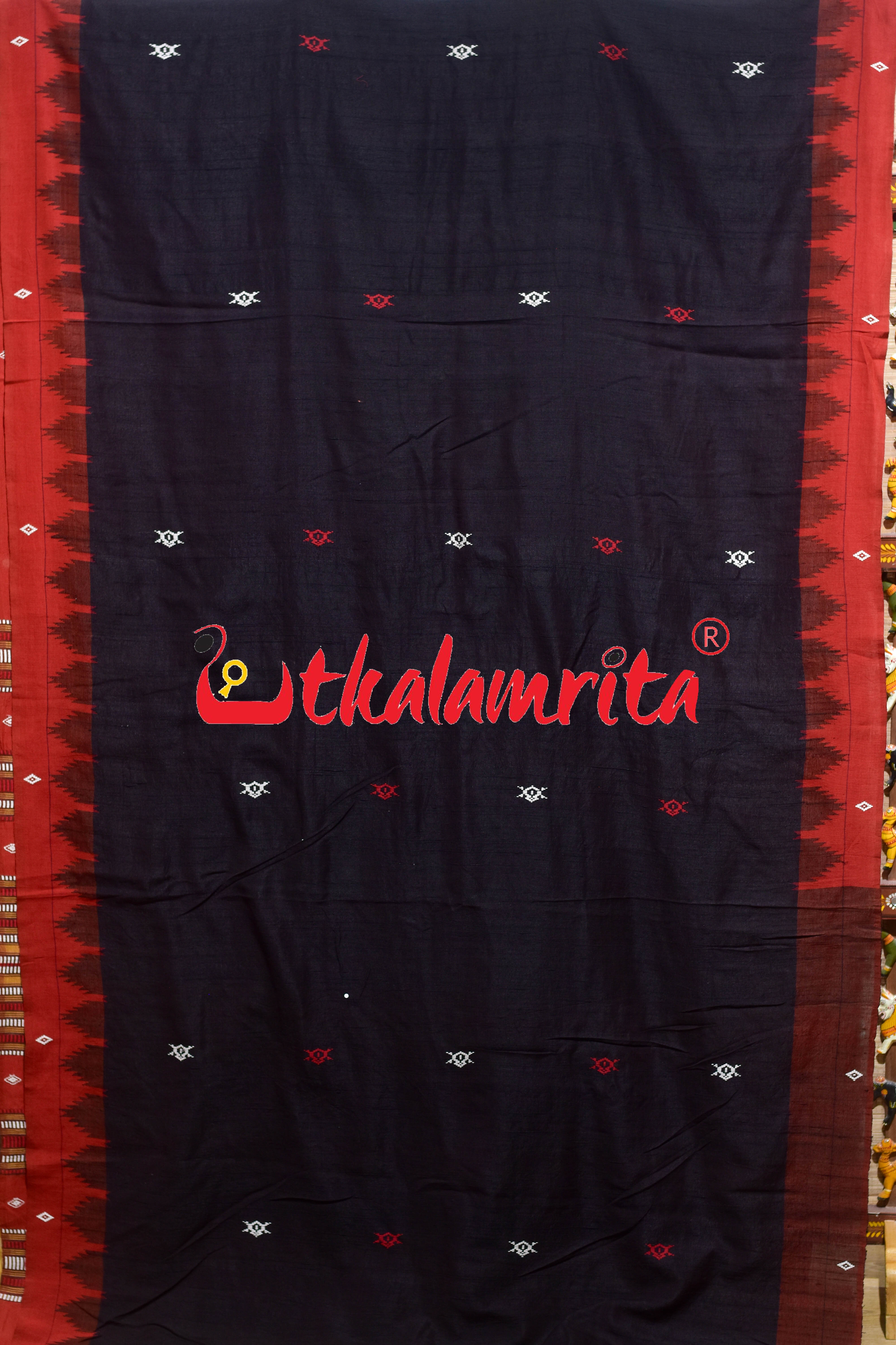 Coffee Rust Temple Border Tussar Kotpad Silk Saree
