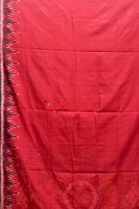 Maroon Kumbha Pasapali Border Khandua Cotton Saree