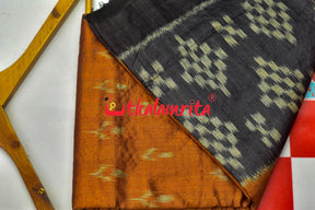 Orange Black Gopalpur Tussar Body Bandha Saree