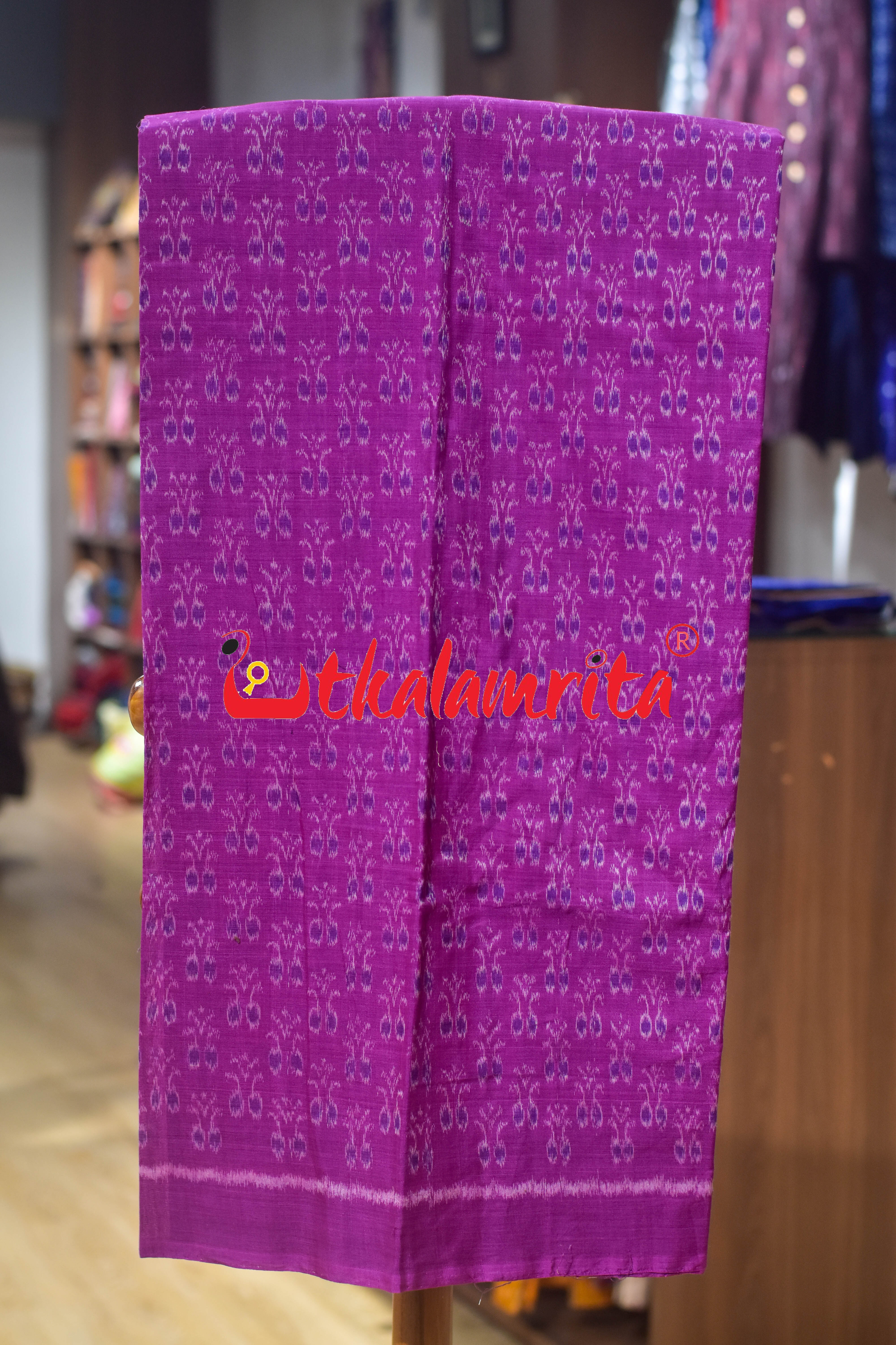 Purple Flower Sambalpuri Cotton Dress Set