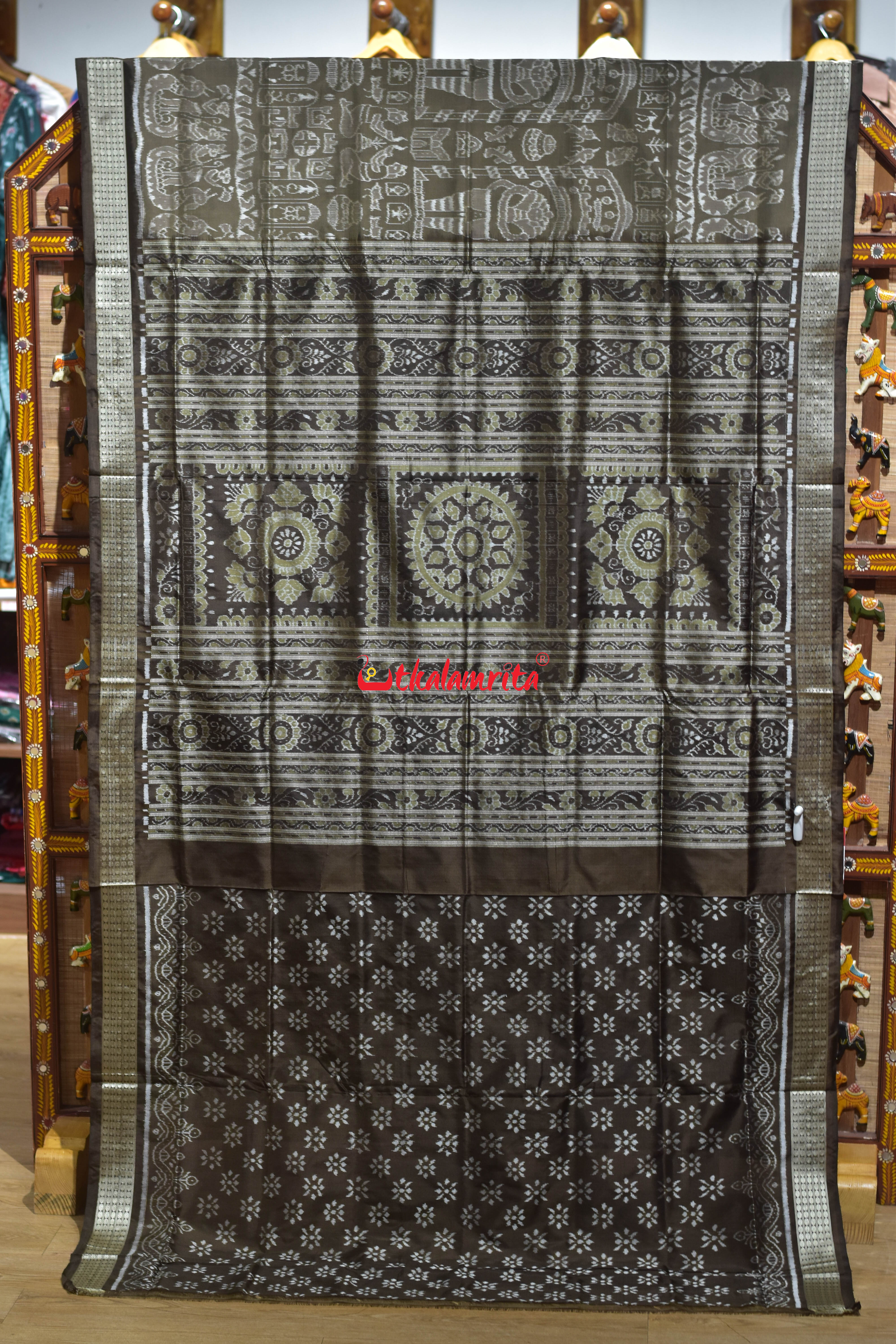 Harappa Boita Olive Sambalpuri Silk Saree