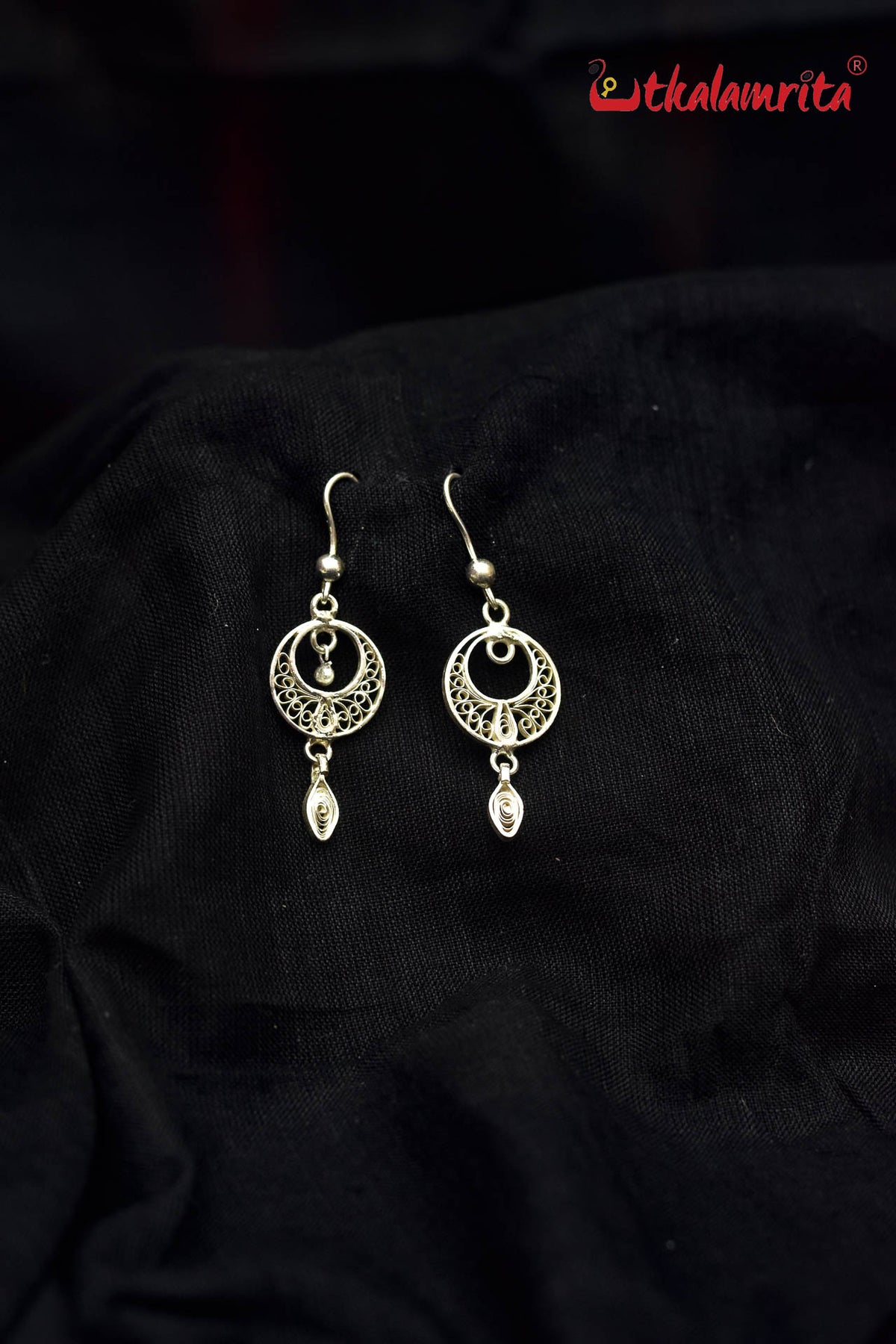 Small Silver Round with Drops Dangler