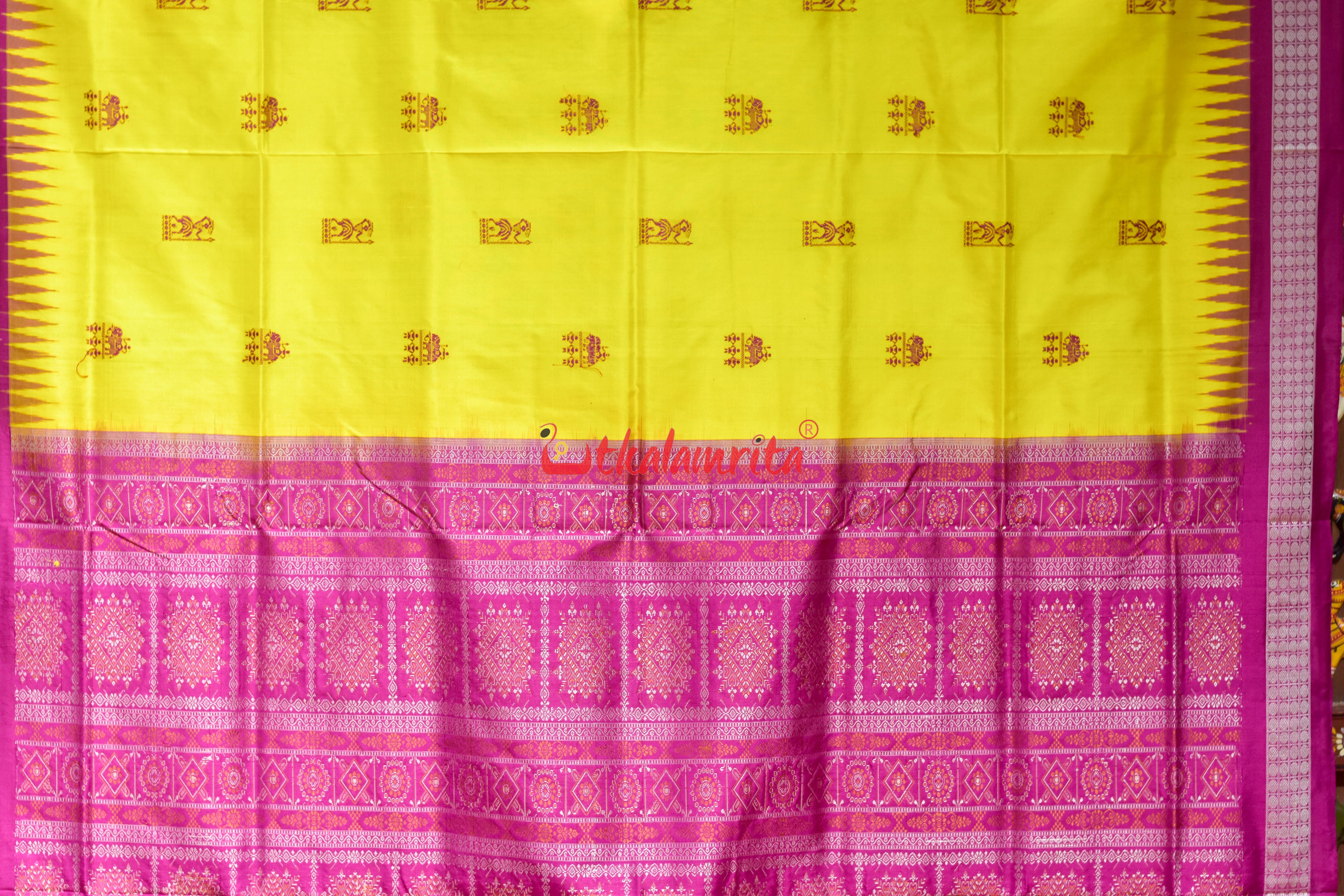 Yellow Rani Sabari Bomkai Silk Saree