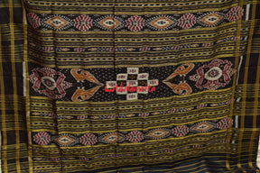 Green Black Flower Bandha Khandua Silk Saree