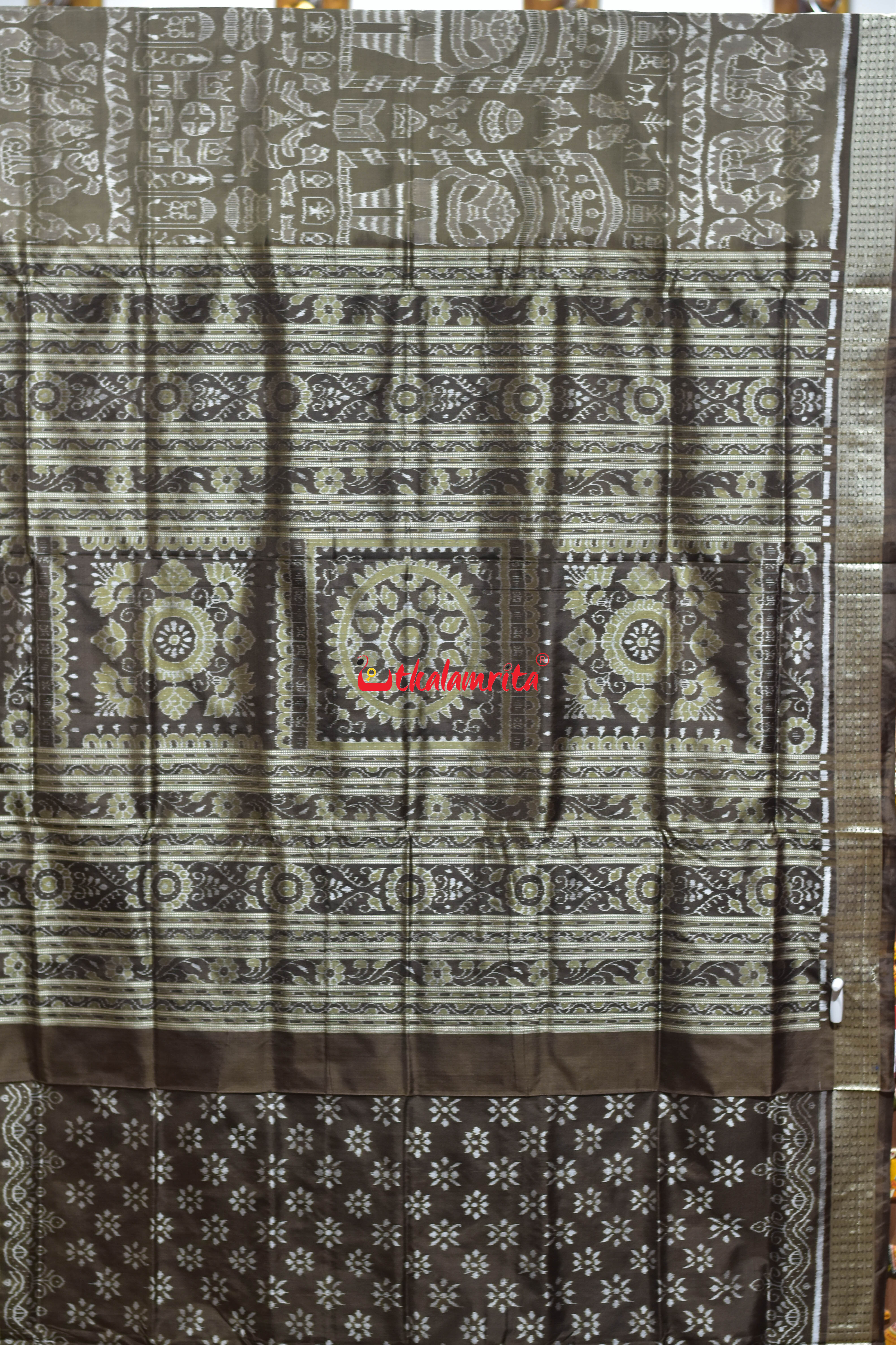 Harappa Boita Olive Sambalpuri Silk Saree