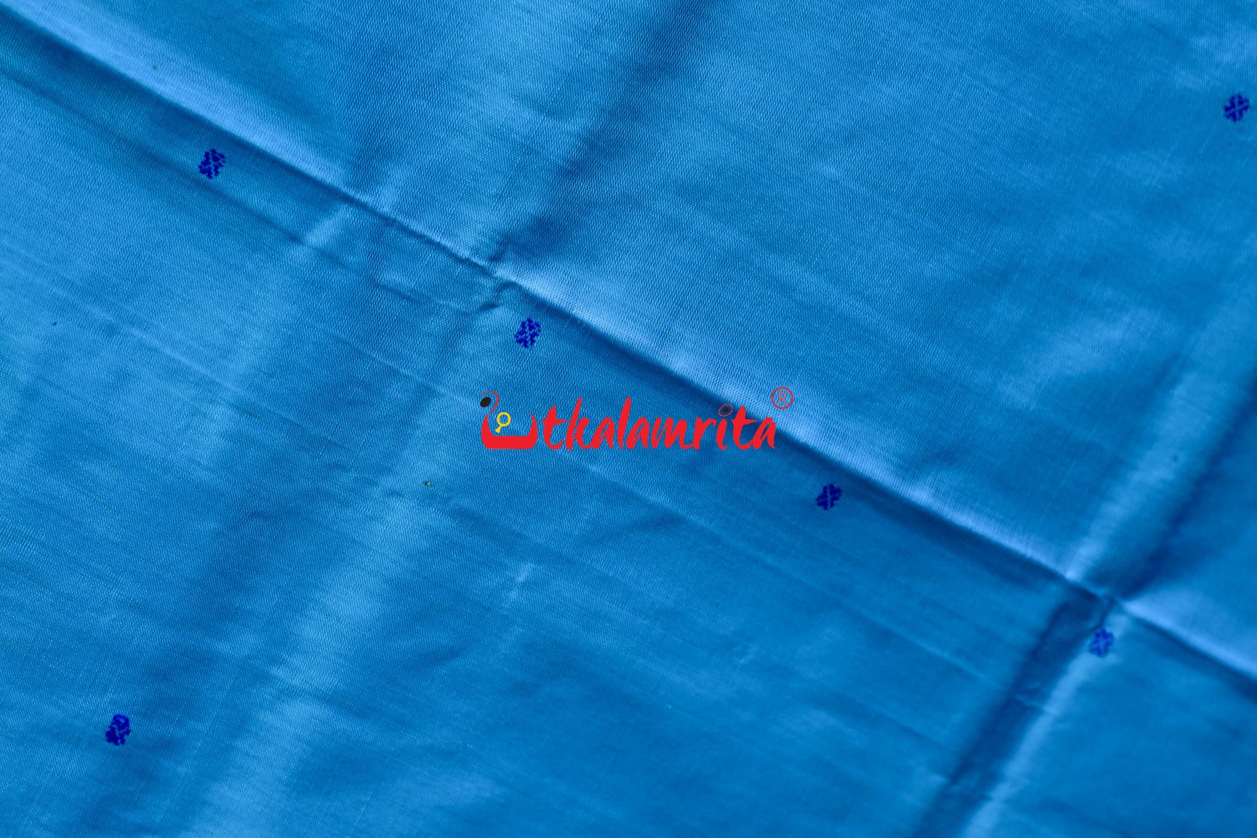 Blue Plain Kumbha With Rudraksha Sambalpuri Silk