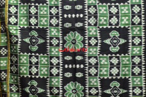 Green Black Flower Bandha Khandua Silk Saree
