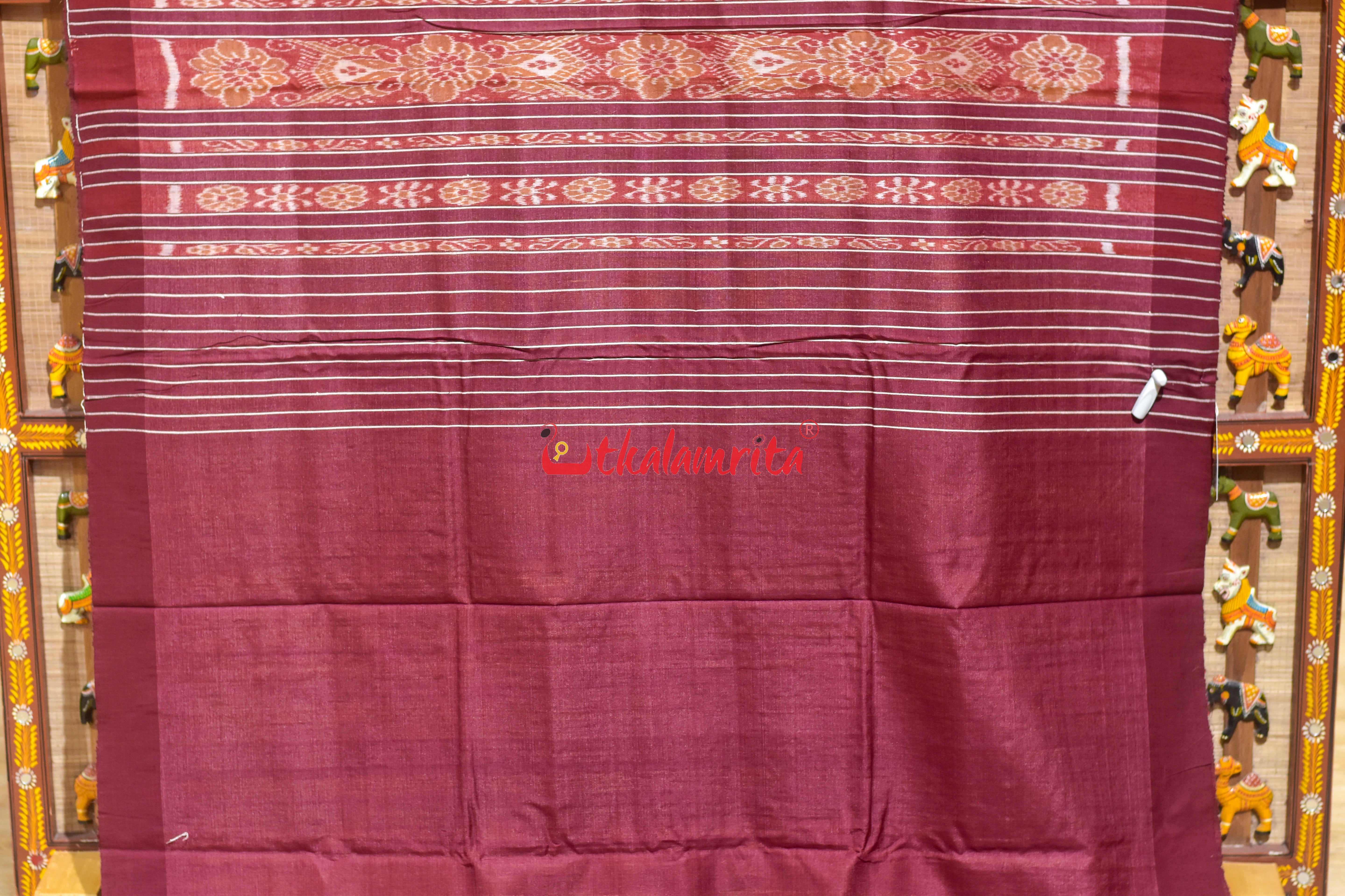 Gopalpur Tussar Yellow Maroon Saree