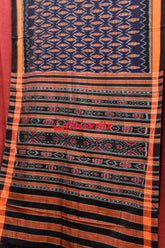 Navy Blue Barfi Khandua Cotton Saree