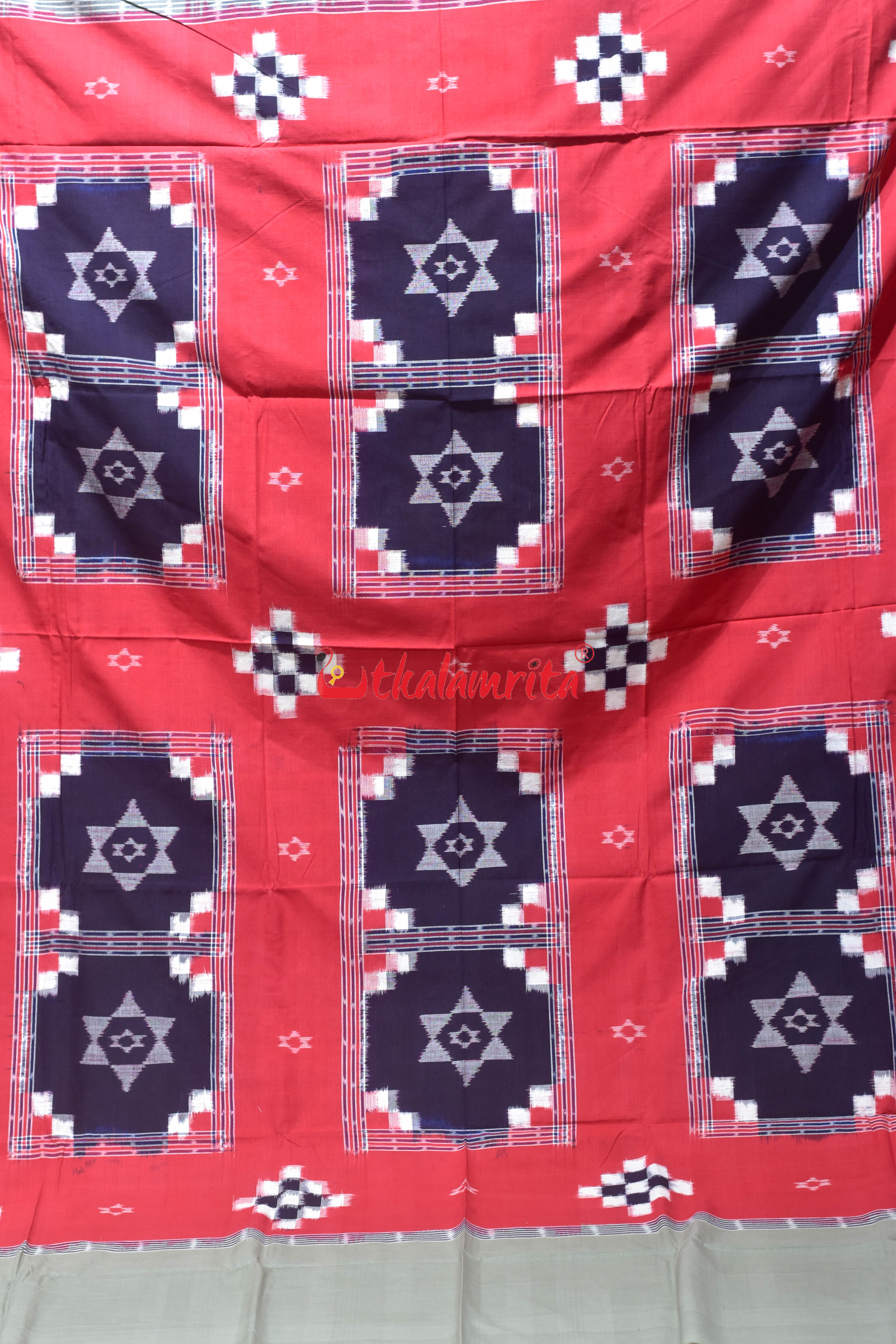 Red Blue Tipa L Design Cotton Bedsheet