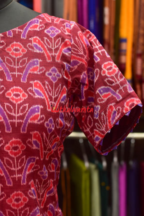 Red Birds On Maroon (Ladie's Kurta)