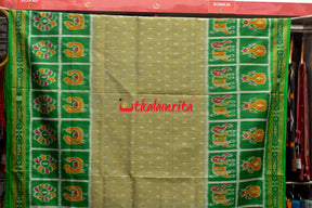 Green Border Body Dots Khandua Silk Saree