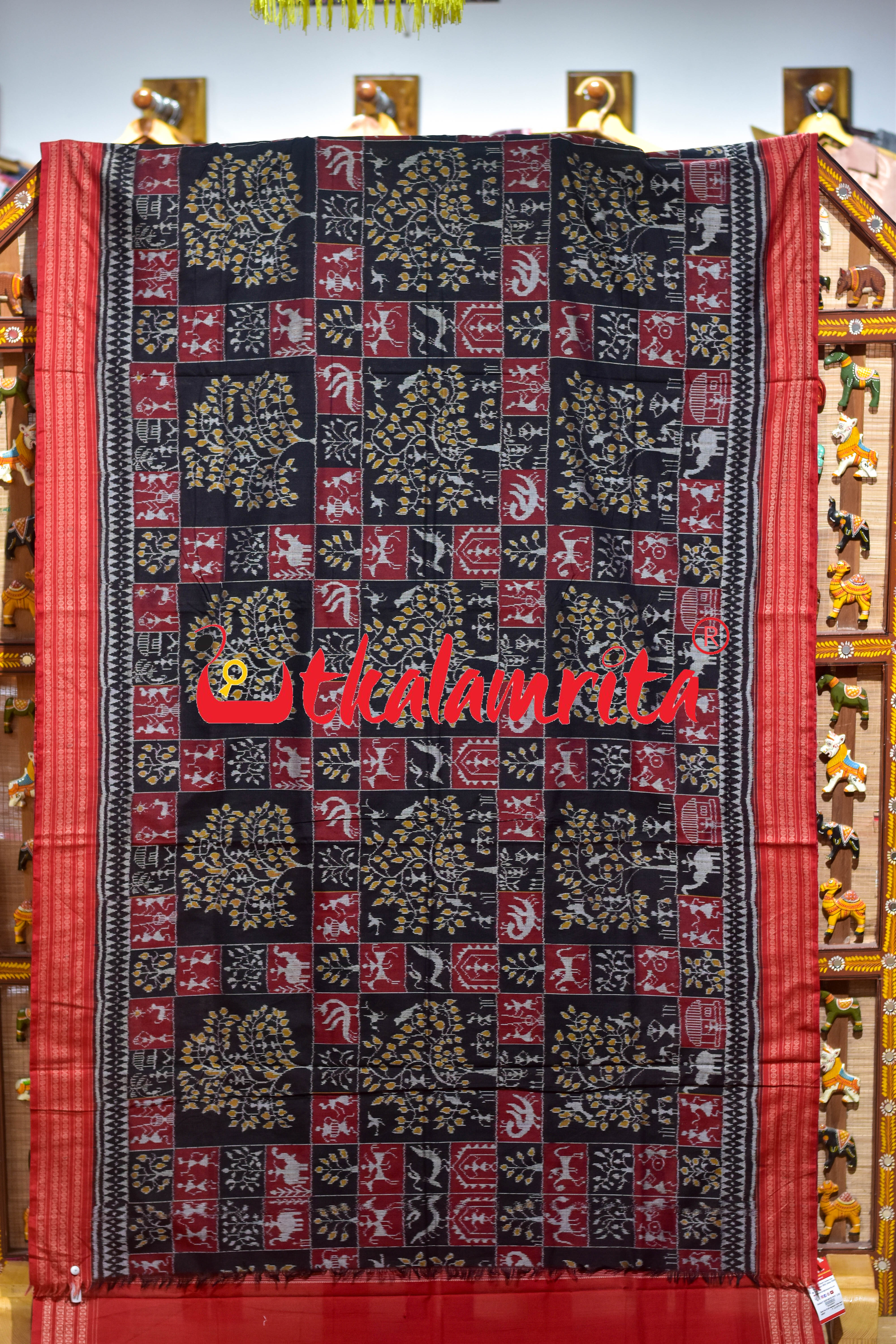Black Tree Of Life Sambalpuri Cotton Saree