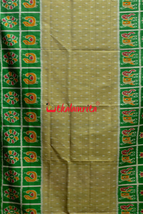 Green Border Body Dots Khandua Silk Saree
