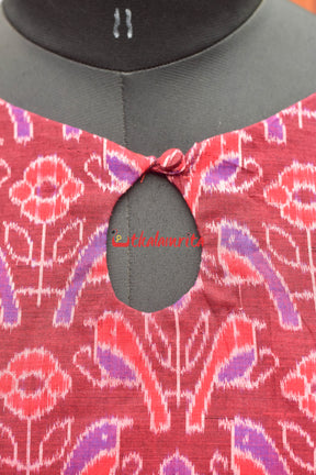 Red Birds On Maroon (Ladie's Kurta)