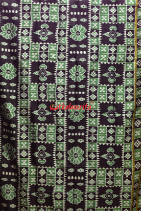 Green Black Flower Bandha Khandua Silk Saree