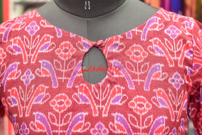 Red Birds On Maroon (Ladie's Kurta)