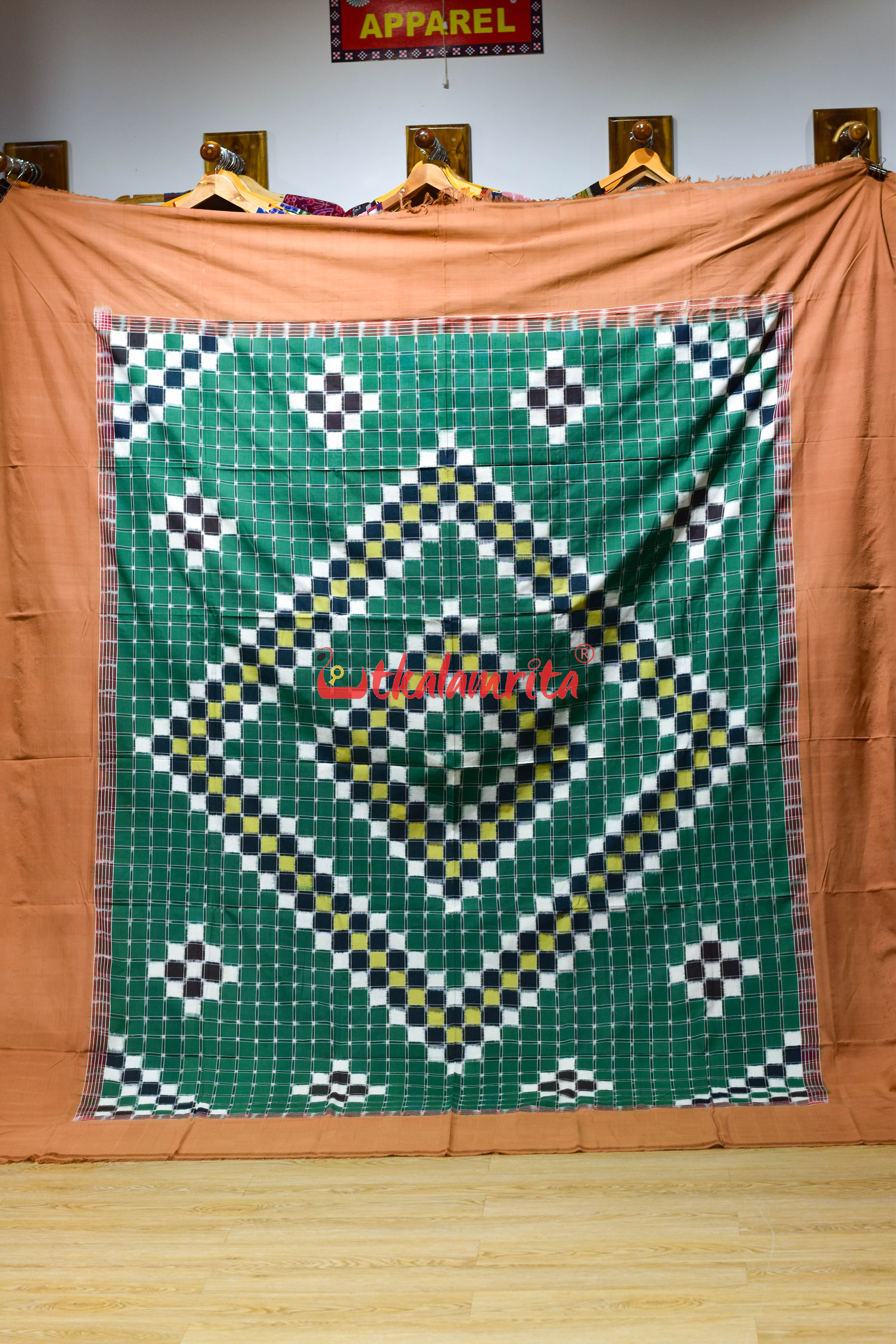 Green Brown Big Checks Pasapali Bedsheet