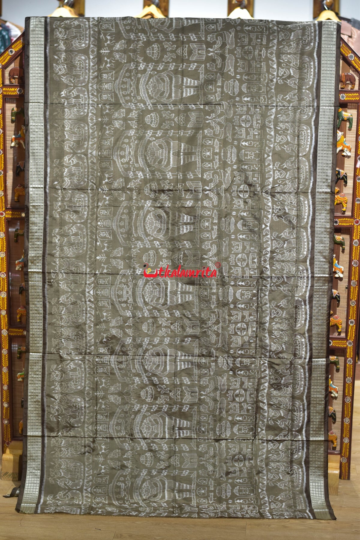 Harappa Boita Olive Sambalpuri Silk Saree