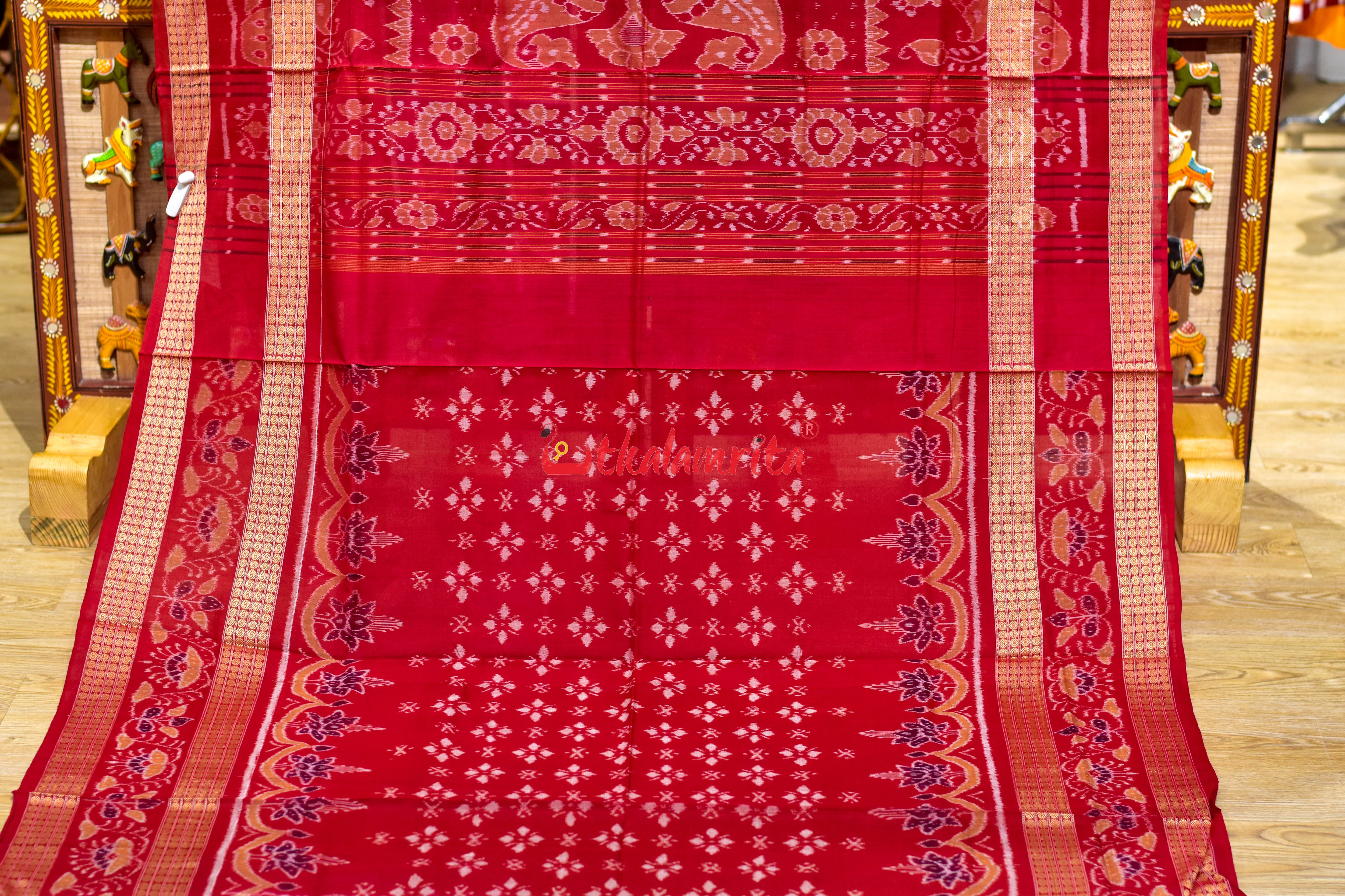 Blue Taj Mahal Scot Flower Pasapali Cotton Saree