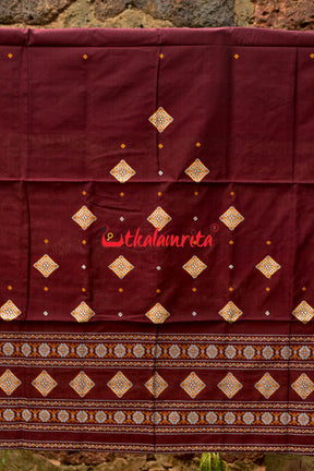 Maroon Diamond Flower Design (Bomkai Top Material)