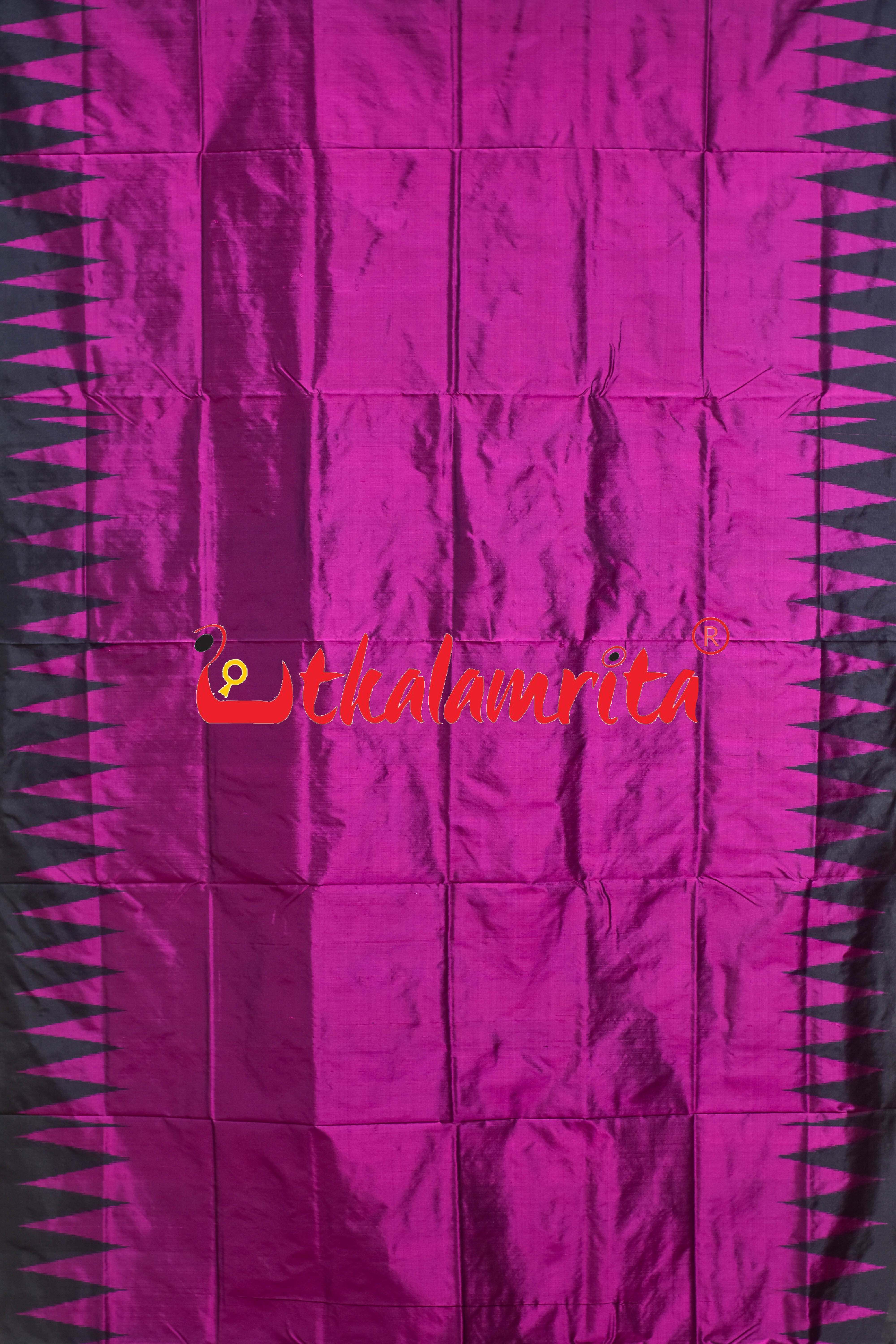Magenta Plain Kumbha Bandha Anchal Sambalpuri Silk Saree