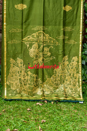 Lakhmana Sakti Bheda Mehendi  Pattachitra Silk Saree