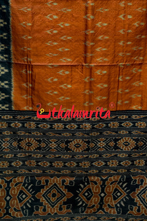 Orange Black Gopalpur Tussar Body Bandha Saree