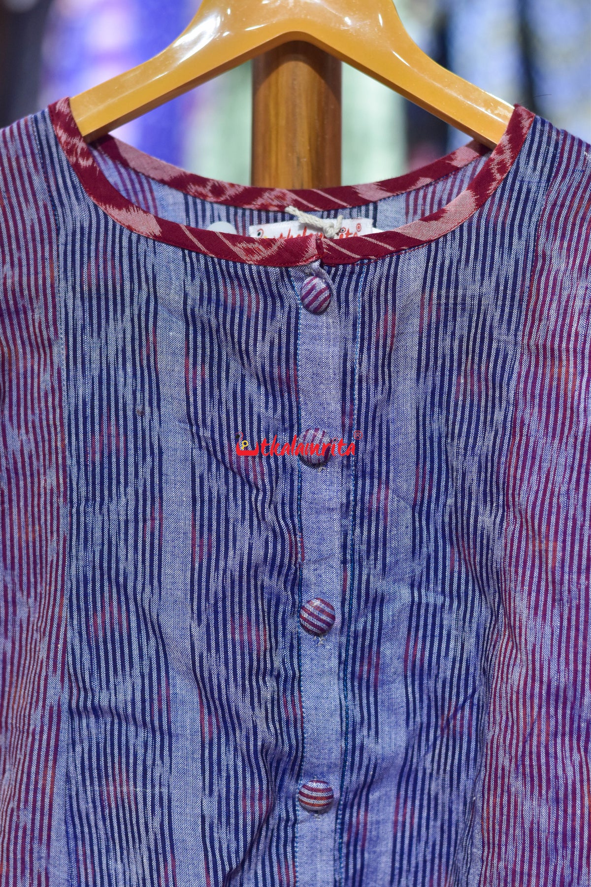 Red Blue Bandha on Purple (Kid's Frock)