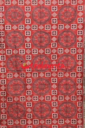 Red Coffee Chakra Pasapali Sambalpuri Silk Saree