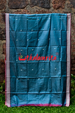 Cobalt Blue Flower Petals Tussar Saree