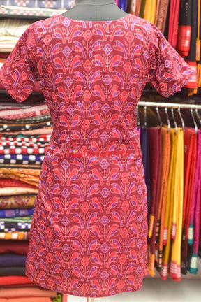Red Birds On Maroon (Ladie's Kurta)