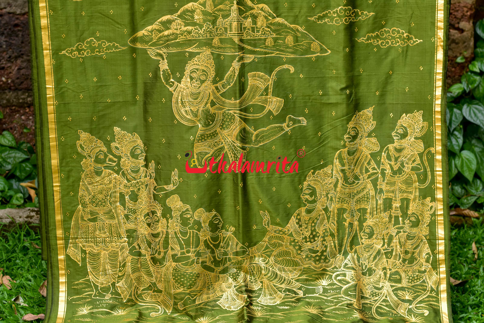 Lakhmana Sakti Bheda Mehendi  Pattachitra Silk Saree