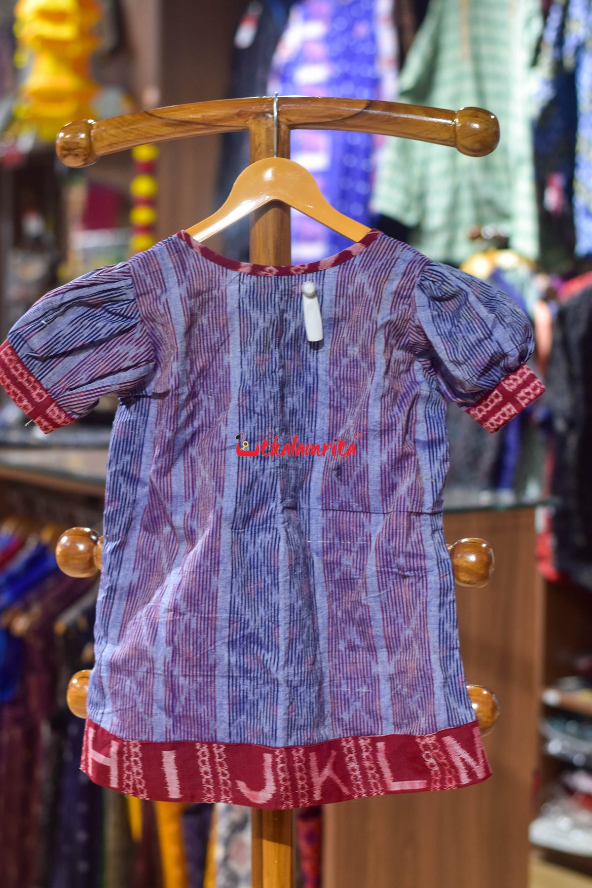 Red Blue Bandha on Purple (Kid's Frock)