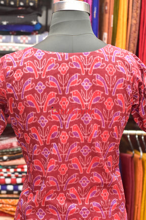 Red Birds On Maroon (Ladie's Kurta)