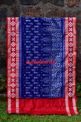 Prussian Blue Tribals Sambalpuri Silk Saree