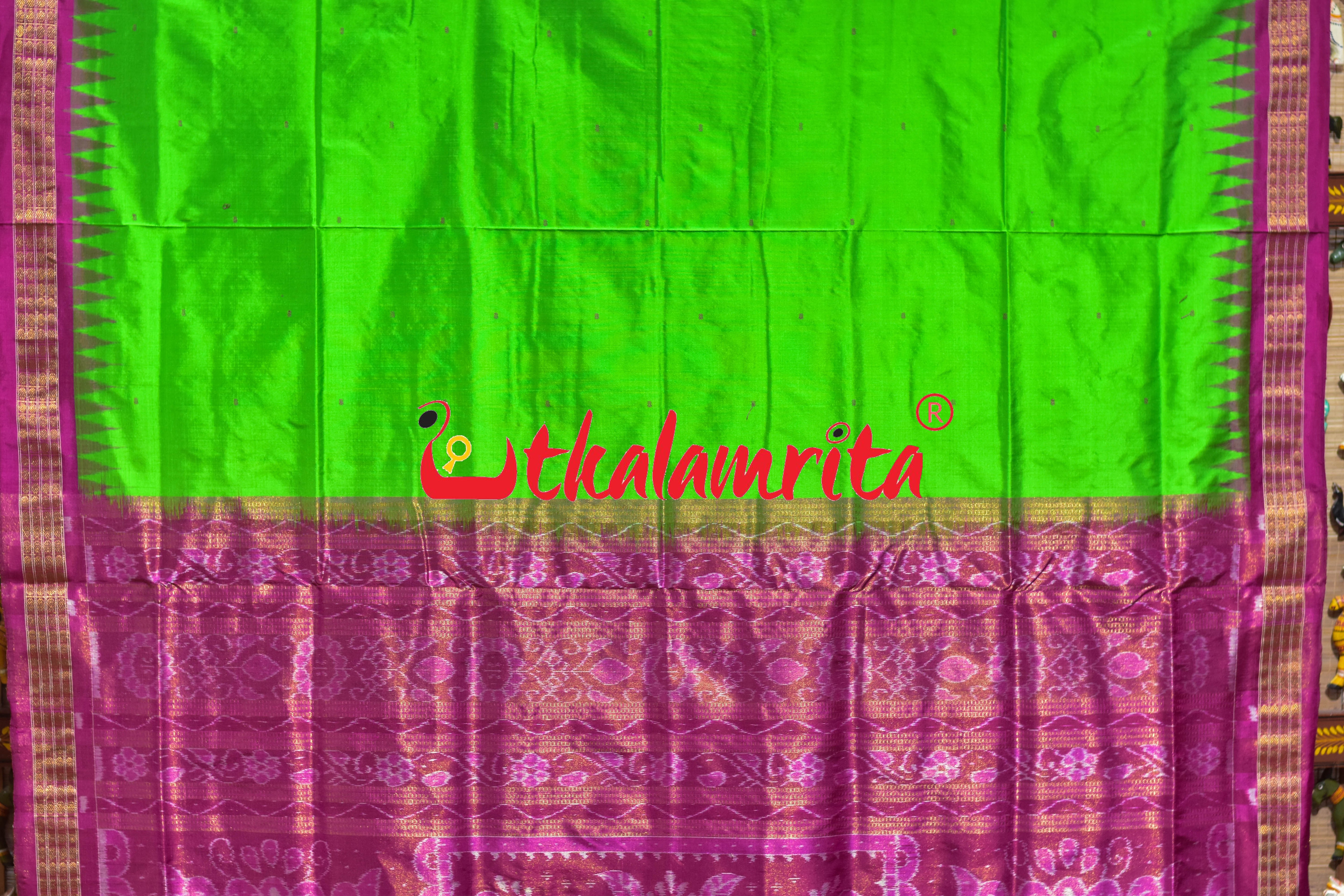 Green Pink Half Tissue Sambalpuri Silk Saree