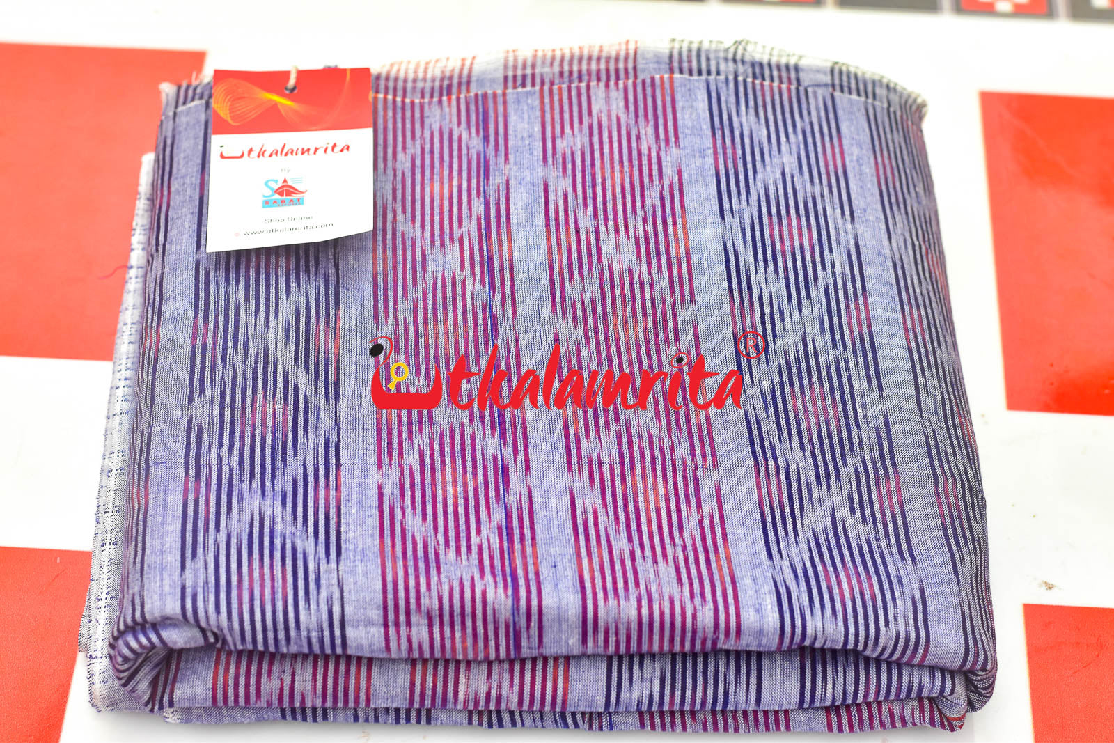 Red Blue Bandha on Purple (Fabric)