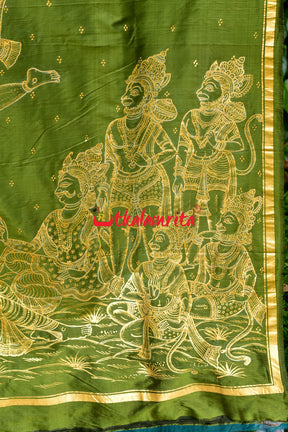 Lakhmana Sakti Bheda Mehendi  Pattachitra Silk Saree