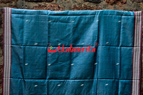 Cobalt Blue Flower Petals Tussar Saree