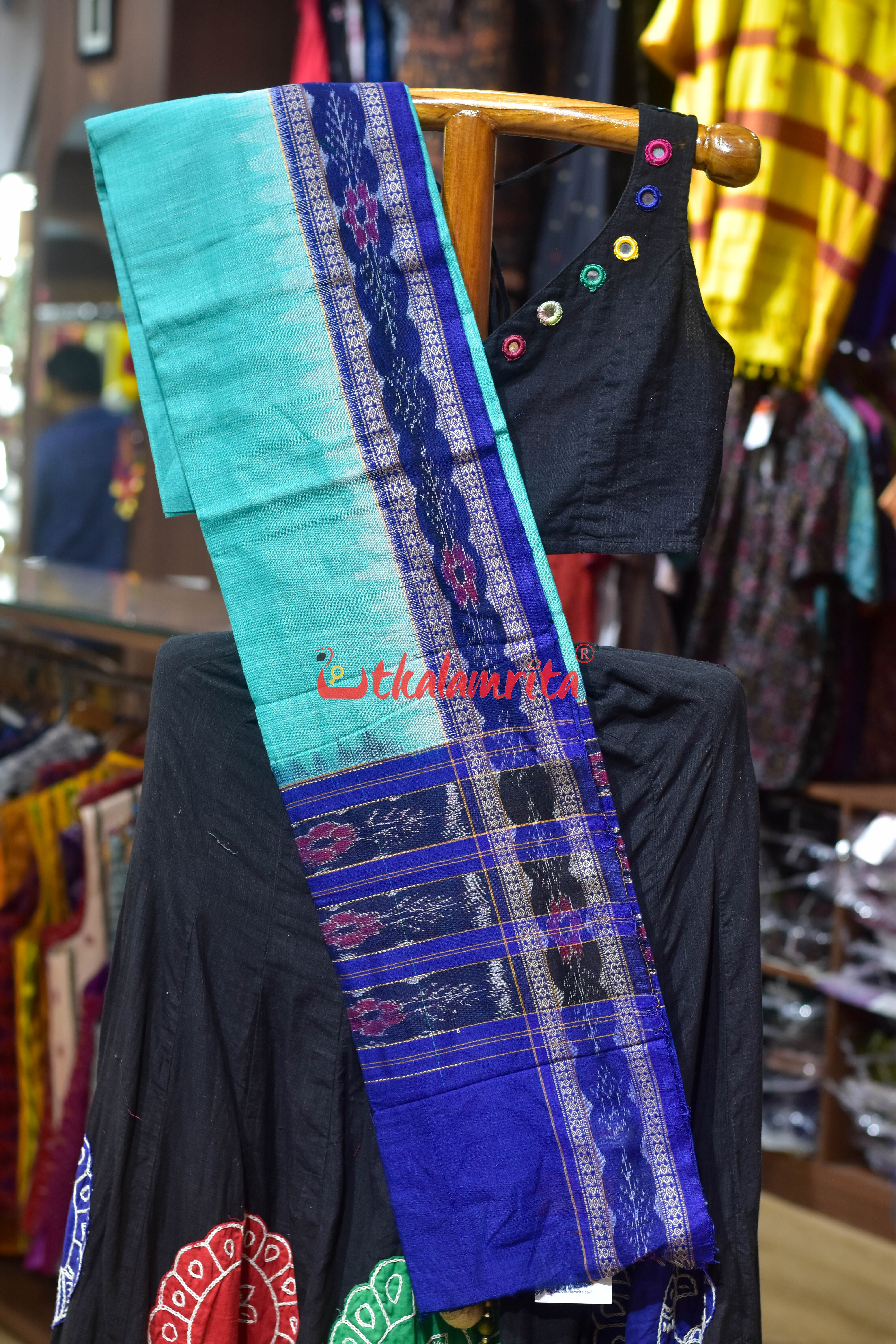 Sea Green Flower Bandha Cotton (Dupatta)
